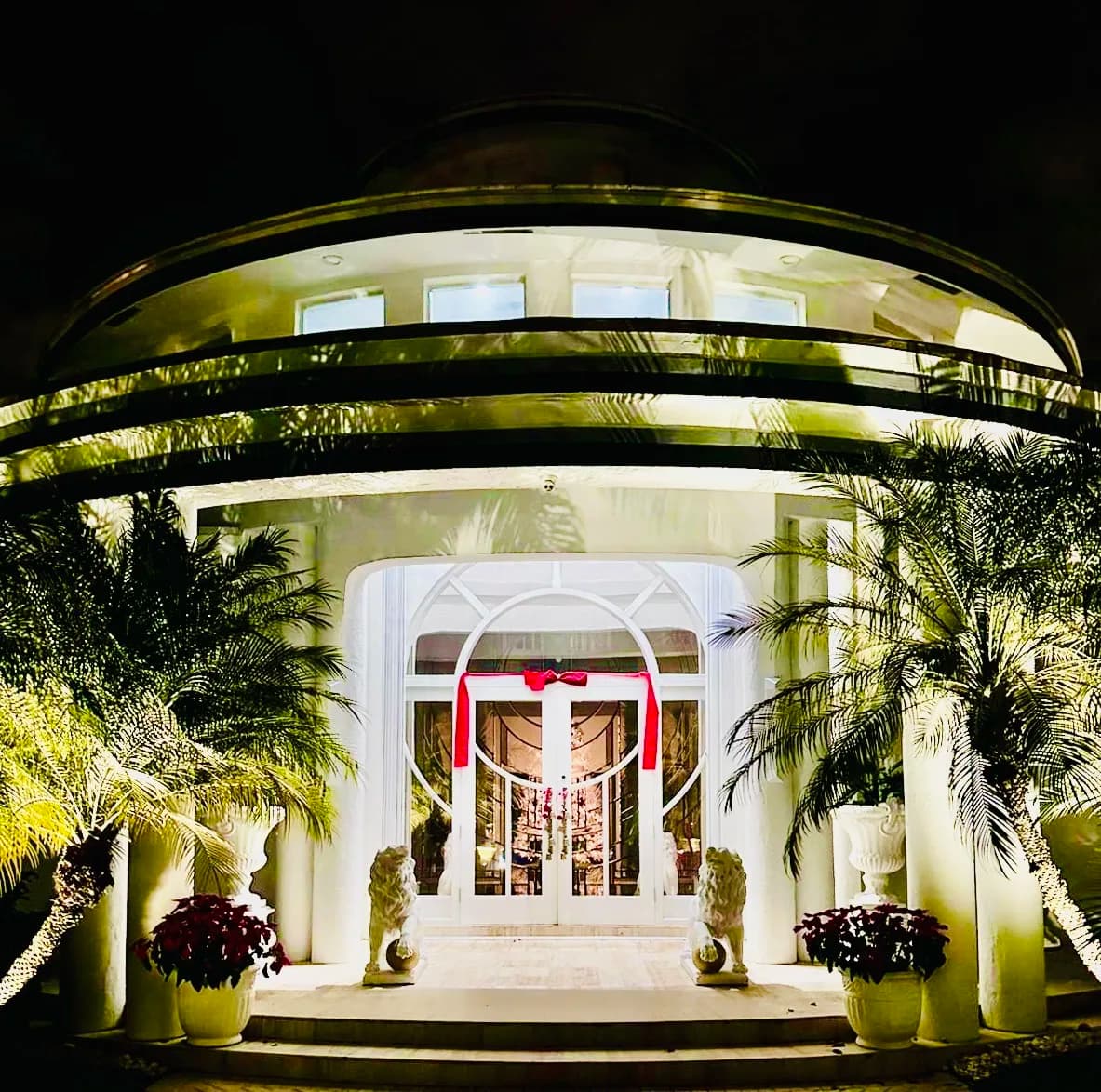 The Global Intercultural Center entrance at night